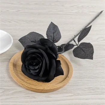 10vnt 8-9cm Silk Black Rose Dirbtinių Gėlių Galvos Puokštė Namų Kambarį Ravėjimas Chritmas Apdailos naujieji Metai Apdaila