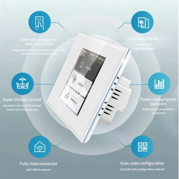 110 / 220V Wifi LCD Smart Wall Šviesos Jungiklis elektros Energijos Suvartojimas Smart 4 In 1 Home Pereiti Dirbti Su 