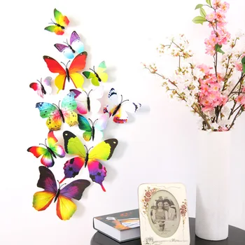 12 vienetų PVC 3d modeliavimas drugelis sienų apdailai mielas drugelis sienų lipdukai meno lipdukai namų puošybai kambario sienos menas