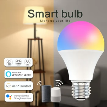 15W WiFi Smart Šviesos lempos, E27, B22 RGB+BMT LED Lempos, šviesos srautą galima reguliuoti, Su Pažangaus Gyvybės APP Laiko Valdymas Balsu, Google Namų Alexa