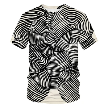2021 naują atsitiktinis vyriški T-shirt vasaros mados trumparankoviai 3D apvalios kaklo viršūnes Abstraktaus modelio marškinėliai negabaritinių vyrų T-shirt Viršūnės
