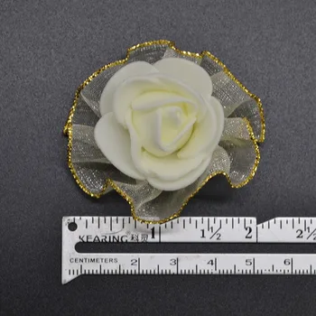 20pcs 4cm Dirbtiniai PE Putų Gėlės Aukso/Sidabro Nėrinių Putos, Rožių Namų Vestuvių Dekoravimas 