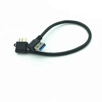 25cm USB3.0 Alkūnė Adapterio Kabelį Black USB 3.0 Kairę Aukštyn Žemyn Kampu Tipo Male Micro B Kairėje kampu kištukinė Jungtis