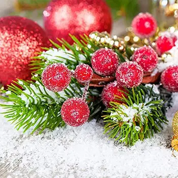 40 Vnt Kalėdų Frosted Berry Ryškus Raudonas Holly Uogos Padirbtų Augalų Kalėdų Medžio Apdaila Dirbtinės Gėlės Sode Dekoras