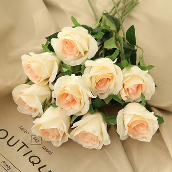 45cm dirbtinio šilko aukštos kokybės rožių filialas Valentino Dienos dovana apdailos netikrą rožės gėlių raudona balta vestuvių namų dekoro