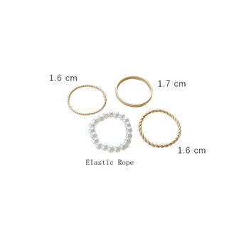 4pcs Twist Punk Aukso Žiedas Reguliuojamas Perlų Imitacija Mados Nereguliarus Piršto Plonas Žiedai 2021 Tendencija Metalo Lydinio Piršto Papuošalai
