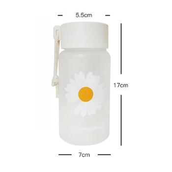 500ml Mažas Daisy Skaidraus Plastiko Vandens Butelių BPA Free Kūrybos Matinio Vandens Butelis Su Nešiojamų Virvę Kelionės Arbatos Puodelio