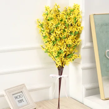 65cm 11 šakutės Modeliavimas Geltona Žiemos Jazminų Lango Namų Kambarį Idiliškas Grindų Gėlių Dekoras Dirbtinio Šilko Netikrą Gėlės