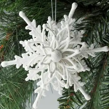 6pcs 3D Snaigė Pakabukas Plastiko Blizgučiai Kabinti Kalėdų Gėlės Baltos Snaigės Kalėdų Eglutės Ornamentu Namų Šaliai Dekoro