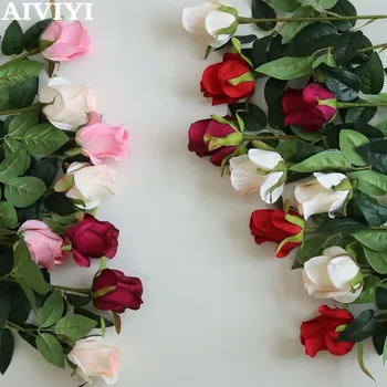 9pcs/daug Dirbtinės gėlės ilgai filialas rožės namų minkšta apdaila vestuvių ceremonija, turintis gėlių kelias, vedantis gėlės koeficientas