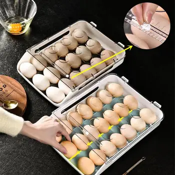 Automatinis Tūptinės Kiaušinių Dėžutės Plastikinės Talpyklos Virtuvės Šaldytuvas Organizacijos Reikmenys Virtuvės Patogumas