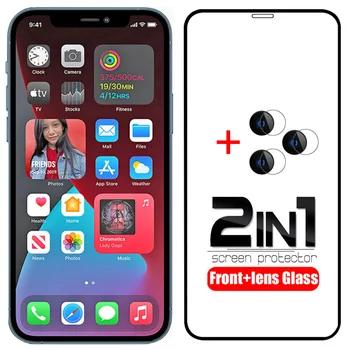 Case for iphone 12 pro max mini padengti grūdinto stiklo screen protector fotoaparato objektyvą filmo apie i telefono 12mini 12pro apsaugos coque
