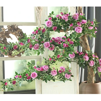 Dirbtinių Rožių Vynuogynų Girliandą Derliaus Camellia Kabančių Augalų Vestuvių Arka, Durų Šalis Dekoro Gėlių Sienos Kalėdinė Dekoracija