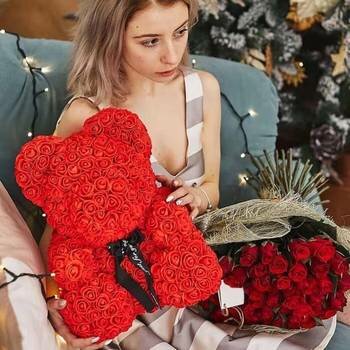 Dropshipping 20cm Dirbtinės Gėlės Rožės Meškiukas PE Putos Padengia Lėlės Vestuves Dekoro Valentino Diena, Motinos Diena Dovanos