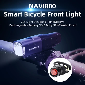 Enfitnix Navi800 Dviračių LED Žibintų Rainproof Smart Dviračio Priekinis Žibintas Su užpakalinis žibintas USB Įkrovimo Kelių MTB Dviračių Žibintuvėlis