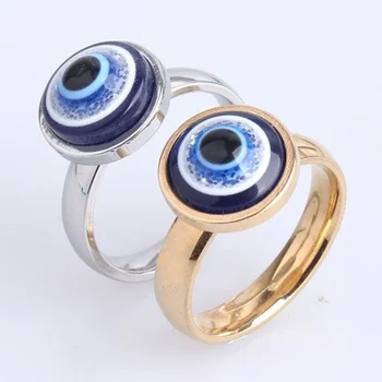 Evil eye kaklo Laimingas Akis Vestuvių Žiedas iš Titano Plieno Žiedas Ponios Mergina, bižuterijos, Aukso Sidabro Spalvos Žiedas Lydinio Papuošalai