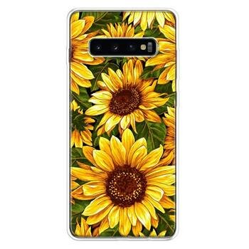 Grožio Geltona Saulėgrąžų Spausdinti Telefono dėklas Samsung Galaxy S20 S21 S10 S9 S8, S7 Pastaba 10 20 9 8 FE J4 J6 Ultra Plus Lite + Kraštas