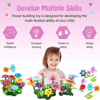 Gėlių Sodo Pastatas Žaislai - Sukurti Puokštė Gėlių Išdėstymas Playset Kūdikiai ir Vaikai, Amžius 3, 4, 5, 6 Metų Mergaičių iš Anksto