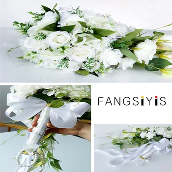 Individualų vestuvių dovana nuotaka vandens lašas vertus puokštė Europos šviežios baltos modeliavimas rožių puokštė