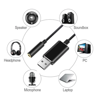 Išorinių Garso Kortelių Adapteris USB 3,5 mm Jack Audio Konvertavimo Linija Nešiojamas Garsiakalbis, Mikrofonas, Ausinės 2 in 1 Jungtis