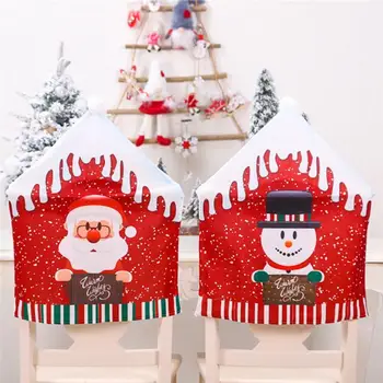 Kalėdinė Dekoracija Kėdės Apima Valgomasis Sėdynės Santa Claus Namų Šaliai Dekoro Animacinių Filmų Vyras Sniego Šaliai Dekoro