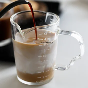 Karščiui atsparaus Stiklo Matavimo Puodelis Mažų Pieno Taurės Virtuvės Jigger Espresso Kavos Dukart burna Unciją Taurė