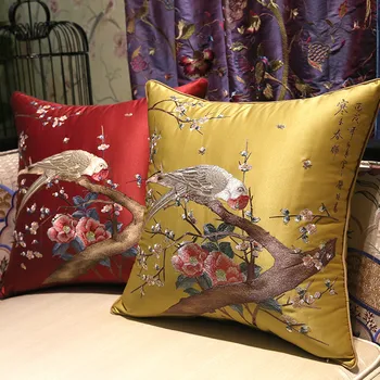 Kinijos Siuvinėjimo Pagalvėlė Padengti Paukščių Gėlių Elegantiškas Spalvų Pagalvę Mesti Pagalvės Kalėdų Pagalvę Cojines Decorativos Para Sofa