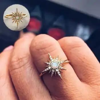 Mados naujų moterų shining star rodomuoju pirštu perdėta žiedas Aukso Spalvos vestuvės vestuvinis žiedas