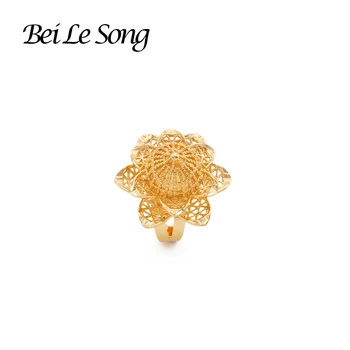 Mados Žiedai dizaino papuošalų 24K auksu Gėlių reguliuojamas Žiedas moterims priedai vestuvių žiedas papuošalai mergaitėms dovanų