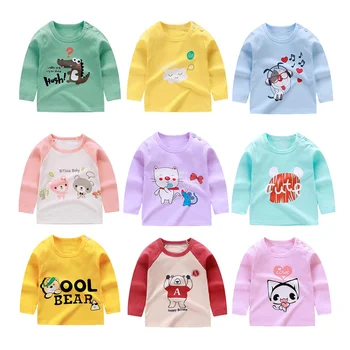 Medvilnės marškinėliai vaikams Rudens, Žiemos kūdikių animacinių filmų topai berniukų ir mergaičių Bamblys Kūdikiams kūdikiams ilgomis rankovėmis 1 2 3 4 5 6 7 Y
