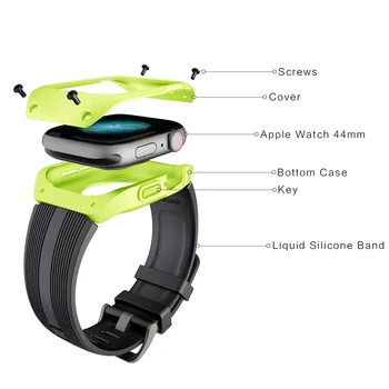 Minkšto Silikono Atveju+Diržu, Apple Watch Band SE Serijos 6 5 4 3 2 1 Sporto Rinkinys, skirtas 