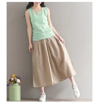 Moterų Lino kelnės plotis kojų kelnės medvilnės geros kokybės korėjos dizainas cool vasarą dėvėti lady kelnės lino Hakama karšto pardavimo