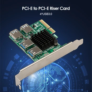 Naujas Atnaujinti PCIE 1 iki 4 Extender PCI-E PCI-E Adapter PCI-Express Lizdas 1x 4x 16x USB 3.0 Stove Daugiklis Kortelės Skaičiuoklė
