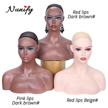 Nunify Afrikos Amerikos Moterų Manekeno Galva Su Pečiais, Už Perukas Ekrane, Galite Įdėti Smeigtukai Minkštas Salonas Naudojimas Ekrano Modelis Krūtinės