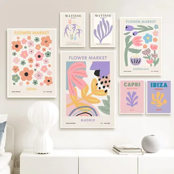 Pastelinių Spalvų Gėlių Rinkoje, Matisse Rausvos Violetinės Sienos Meno Tapybos Drobės Plakatai Ir Spausdina Sienos Nuotraukas Gyvenimo Kambario Dekoro