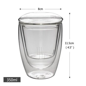 QueenTime Dvigubos Sienelės Stiklo Puodelis Su Infuser Ir Dangčio 350ml Skaidrus Karščiui Atsparaus Arbatos Puodelis 3in1 Arbatos Filtras Office Drinkware