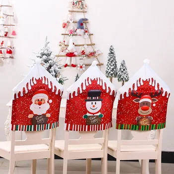 Santa Claus Virtuvės Stalo, Kėdžių Dangose Kalėdų Kėdė Padengti Nameliuose Šalies Kalėdų Didelis Skrybėlę Kėdė Padengti Namų Puošybai