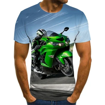 T-shirt Vyrams 3D Automobilių Motociklų Plento Dviratininkas Hip-Hop Naujas Vasaros Tee Viršuje Negabaritinių Marškinėliai Vyrams Vintage Drabužių Streeerar