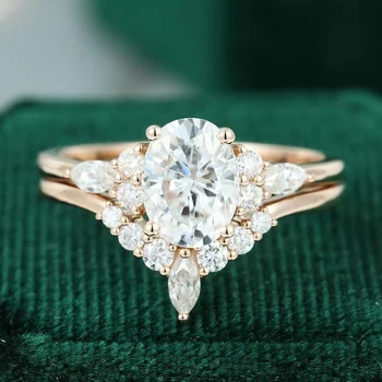 Vestuvinis žiedas nustatyti Derliaus unikalus rose aukso vestuvinis žiedas moterų Markizas žiedas deimantinis žiedas